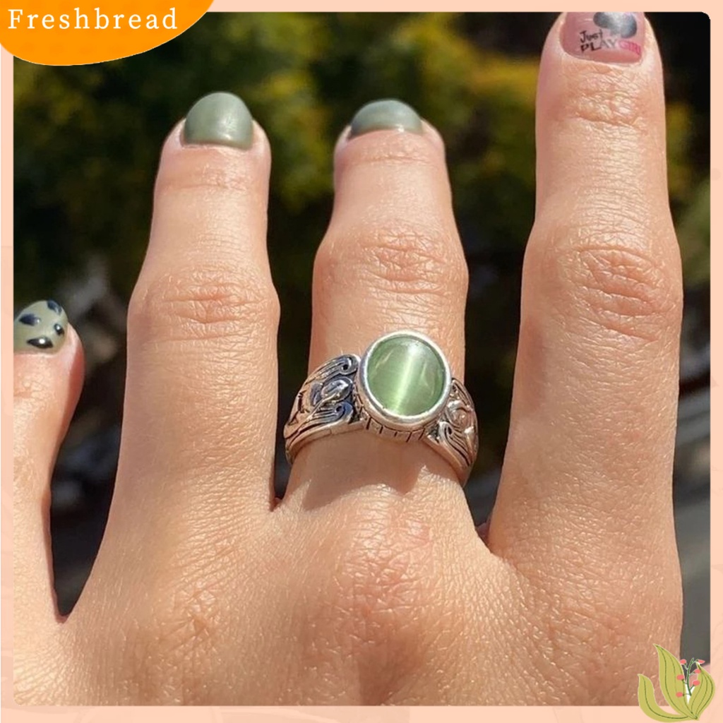 &lt; Freshbread &gt; Lebar Sederhana 2warna Vintage Cincin Wanita Moonstone Angel Pattern Ring Fashion Jewelry