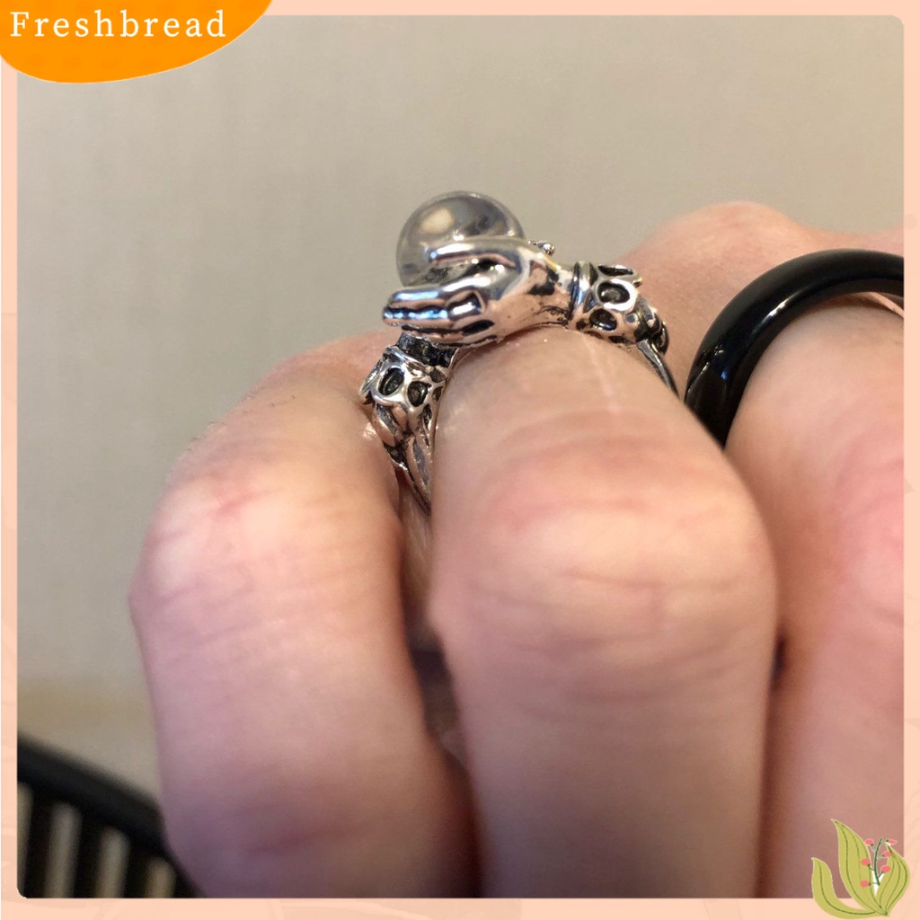 &lt; Freshbread &gt; Finger Band Gaya Barat Kepribadian Geometris Electroplating Batu Permata Buatan Hias Aksesori Vintage Tangan Memegang Cincin Keberuntungan Untuk Pesta