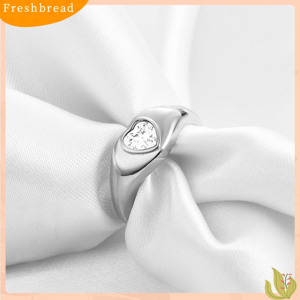 &lt; Freshbread &gt; Wanita Cincin Kepribadian Dipoles Minimalis Hypoallergenic Elegan Hadiah Stainless Steel Cinta Hati Berlian Imitasi Jari Cincin Fashion Perhiasan