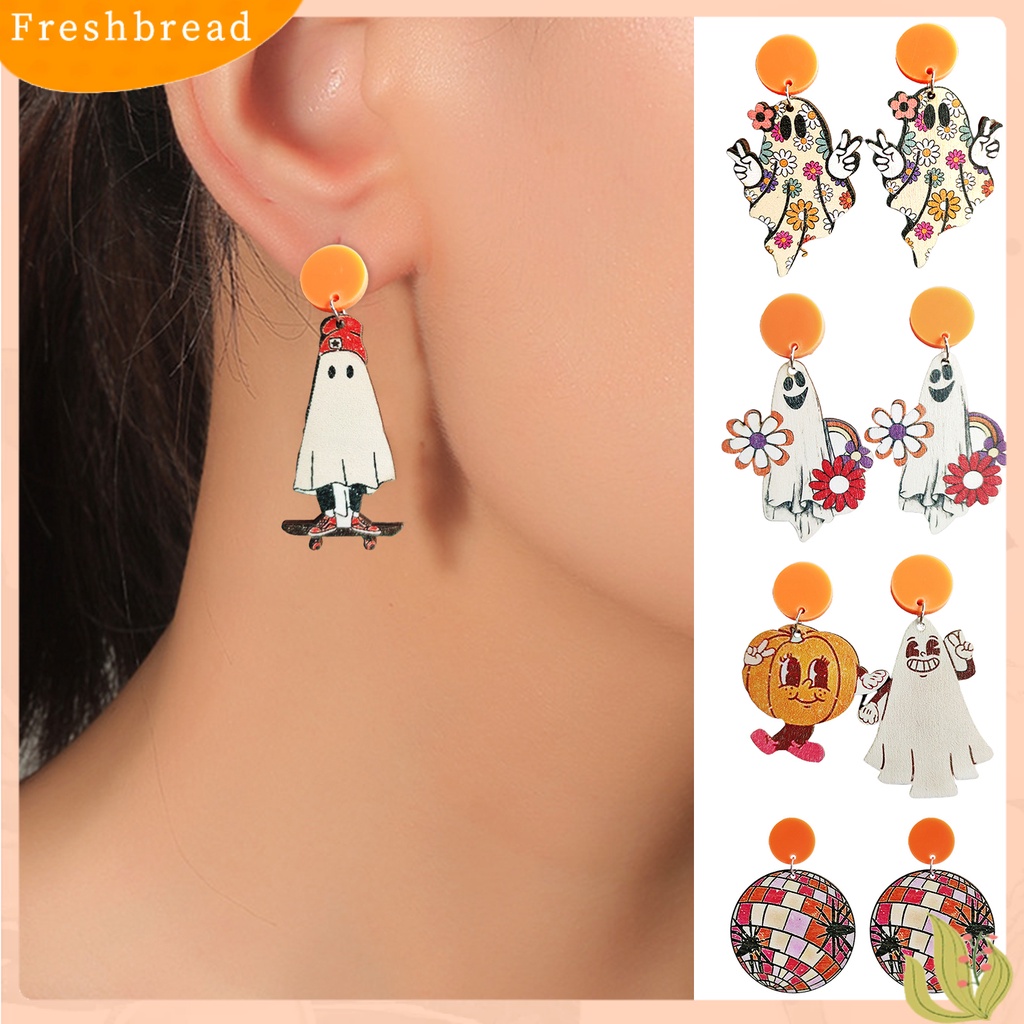 &lt; Freshbread &gt; 1pasang Anting Indah Desain Kartun Vintage Geometris catching Nyaman Dipakai Bentuk Labu Anting Menyenangkan Untuk Pesta