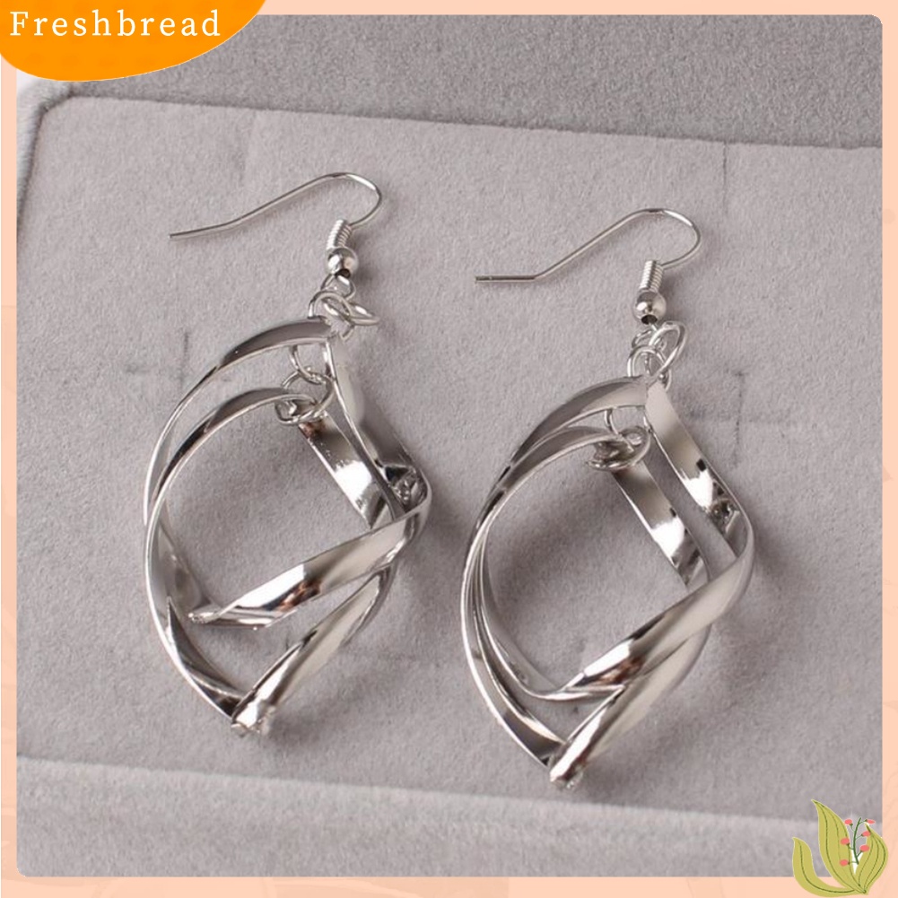 &lt; Freshbread &gt; Pesta Elegan Wanita Spiral Terkait Tetesan Air Panjang Menjuntai Kait Anting Perhiasan