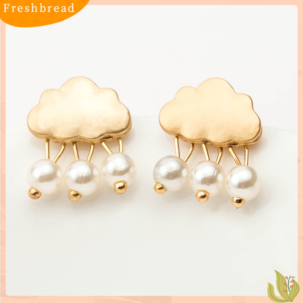 &lt; Freshbread &gt; Fashion Wanita Awan Raindrop Ear Studs Faux Pearl Earrings Hadiah Pesta Ulang Tahun