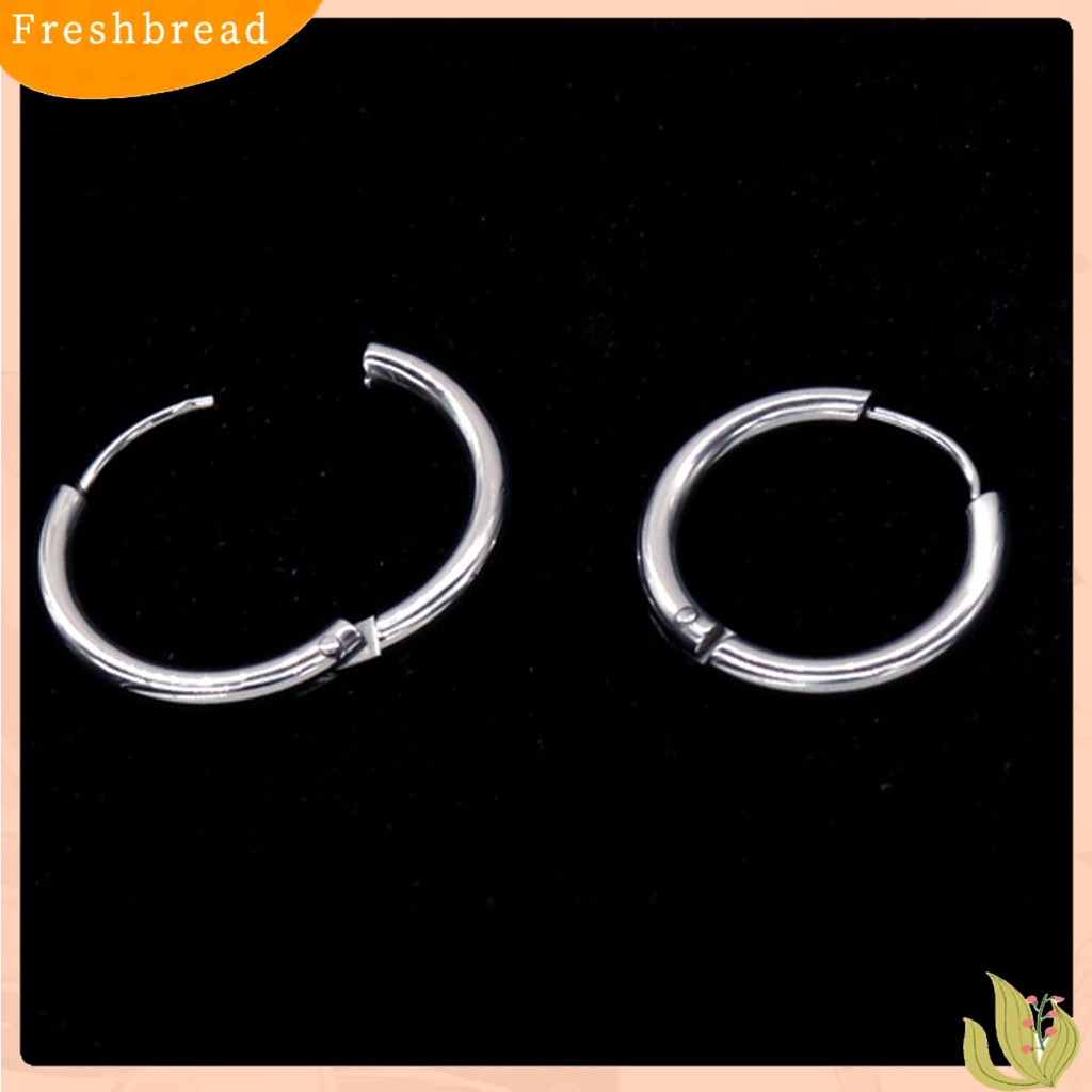 &lt; Freshbread &gt; 1Pc Anting Bulat Tindik Halus Warna Silver Anting Pria Simple Bahan Stainless Steel Untuk Belanja