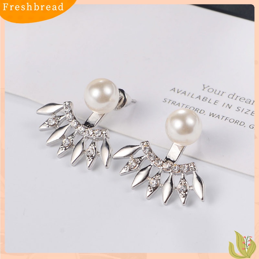 &lt; Freshbread &gt; Wanita Anting Perhiasan Pesta Mutiara Imitasi Berlian Imitasi Manis Telinga Jaket Studs Hadiah