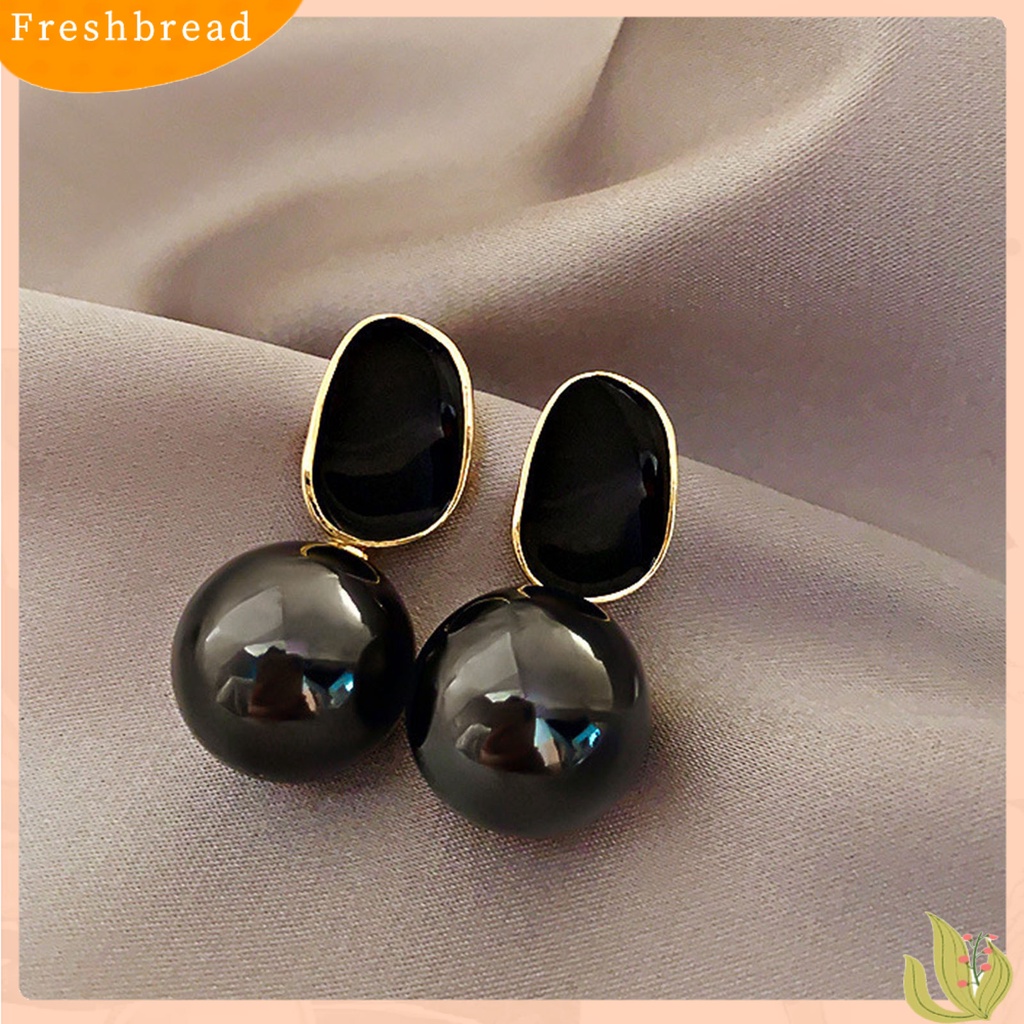 &lt; Freshbread &gt; 1pasang Wanita Stud Earrings Berbentuk Tetesan Air Gaya Korea Perhiasan Geometris Mutiara Imitasi Menjuntai Anting Perhiasan Hadiah