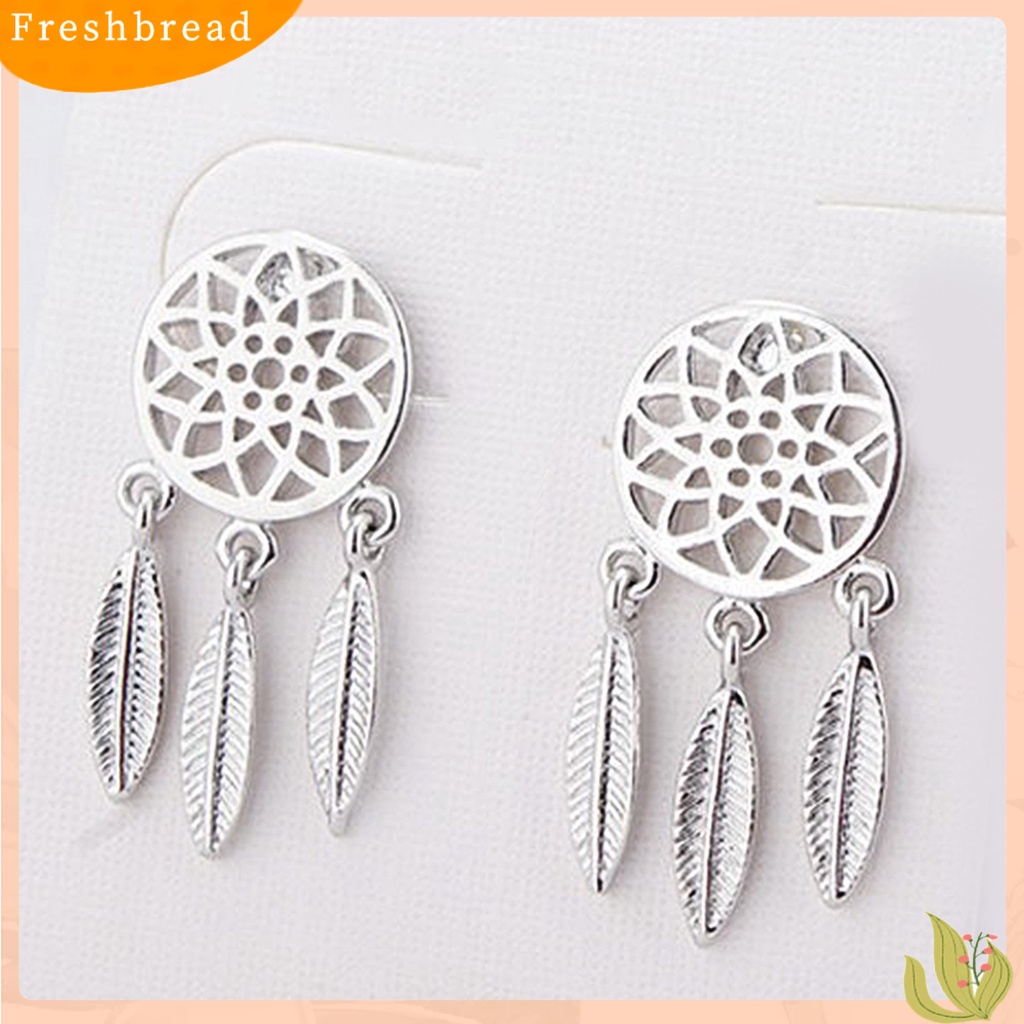 &lt; Freshbread &gt; Wanita Bohemia Penangkap Mimpi Berongga Drop Pendant Ear Stud Earrings Aksesori