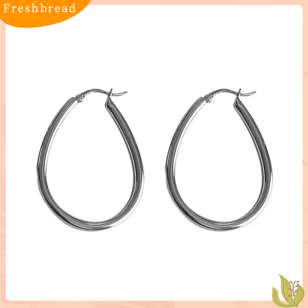 &lt; Freshbread &gt; 1pasang Drop Anting Berlebihan Berongga Besar Tetesan Air Dipoles Warna Emas Perak Wanita Anting Perhiasan Fashion