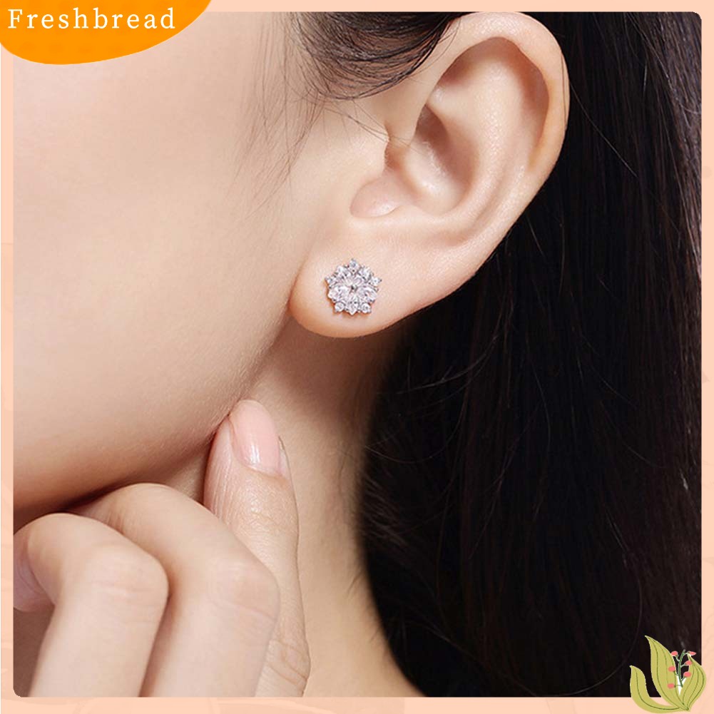 &lt; Freshbread &gt; Wanita Berlian Imitasi Bertatahkan Sakura Bunga Telinga Stud Anting Hadiah Perhiasan Pernikahan