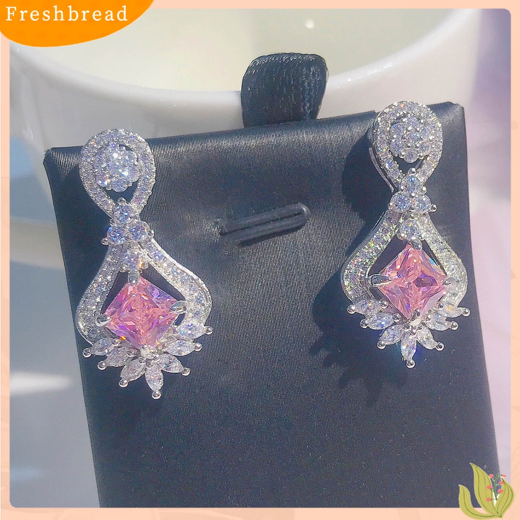 &lt; Freshbread &gt; 1pasang Anting Lady Hias Berlian Imitasi Berkilau Bentuk Geometri Anting Lady Drop Simetris Untuk Hadiah