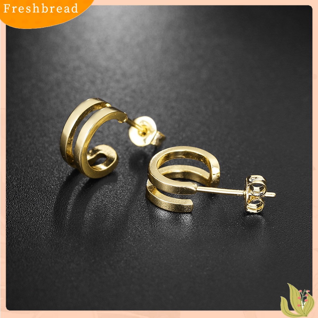 &lt; Freshbread &gt; 2Pcs Berlian Imitasi Ear Stud Dengan Penyumbat Telinga Tindik Indah All-Match Menawan Shiny Double Layer Women Earrings Untuk Kehidupan Sehari-Hari