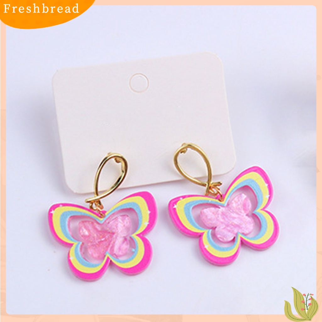 &lt; Freshbread &gt; 1pasang Anting Wanita Berongga Kupu-Kupu Perhiasan Vintage Anting Menjuntai Warna-Warni Untuk Liburan Pesta Pakaian Sehari-Hari