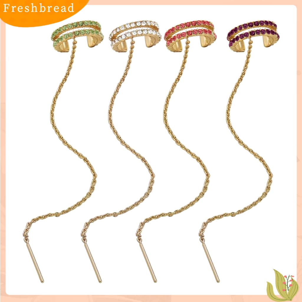 &lt; Freshbread &gt; Anting Kait Gaya Berlian Imitasi Desain Alloy Wanita Anting Linear Untuk Pesta