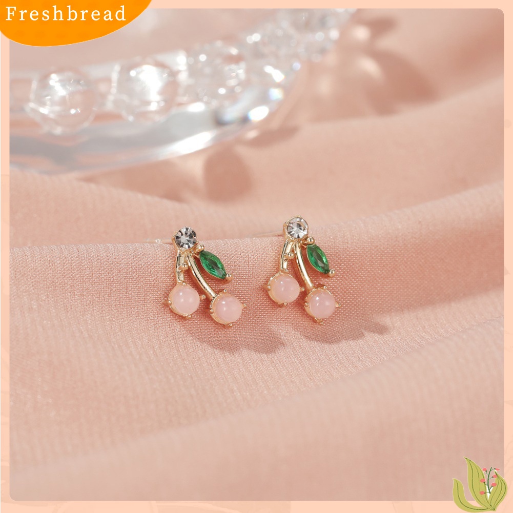 &lt; Freshbread &gt; Wanita Fashion Buah Bentuk Telinga Stud Berlian Imitasi Bertatahkan Bersinar Perhiasan Hadiah Harian