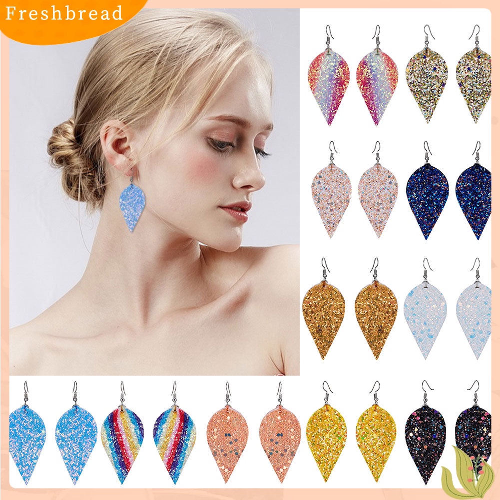 &lt; Freshbread &gt; Gaya Punk Tetesan Air Menjuntai Drop Shiny Sequin Women Hook Earrings Perhiasan Hadiah