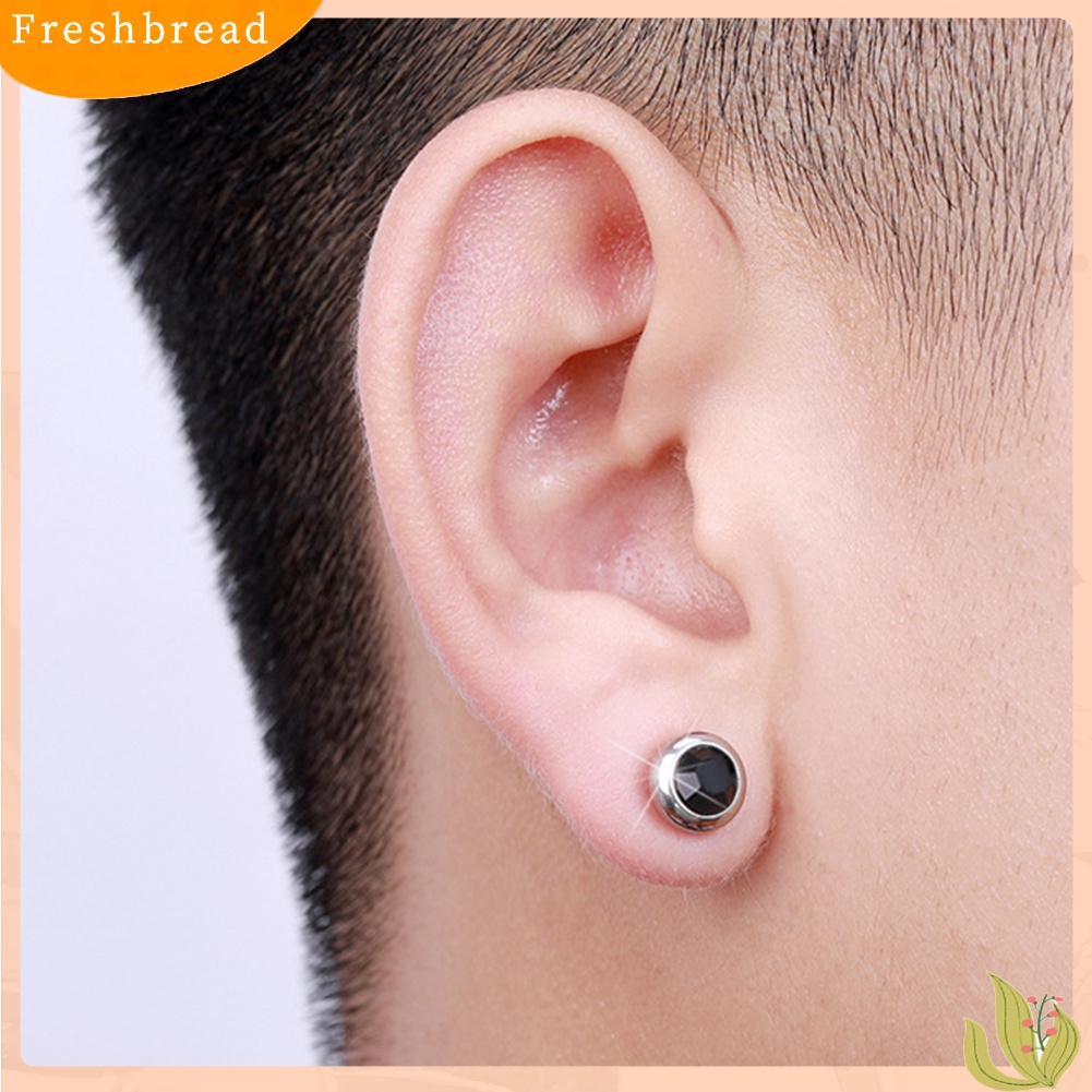 &lt; Freshbread &gt; Unisex Berlian Imitasi Stainless Steel Ear Stud Earrings Helix Piercing Perhiasan Hadiah