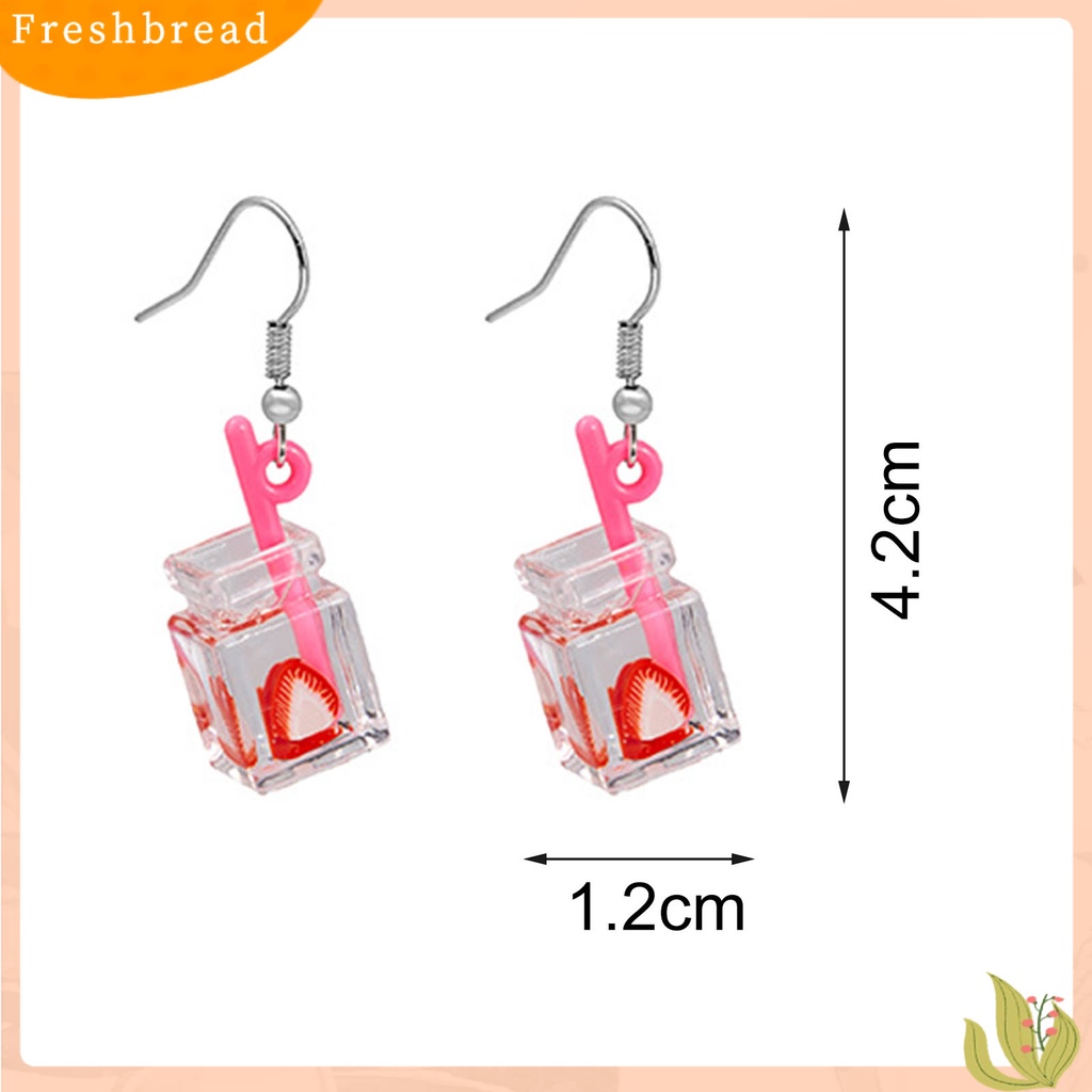 &lt; Freshbread &gt; 1pasang Drop Earrings Indah Ringan Resin Kartun Buah Susu Teh Cangkir Anting Untuk Pesta