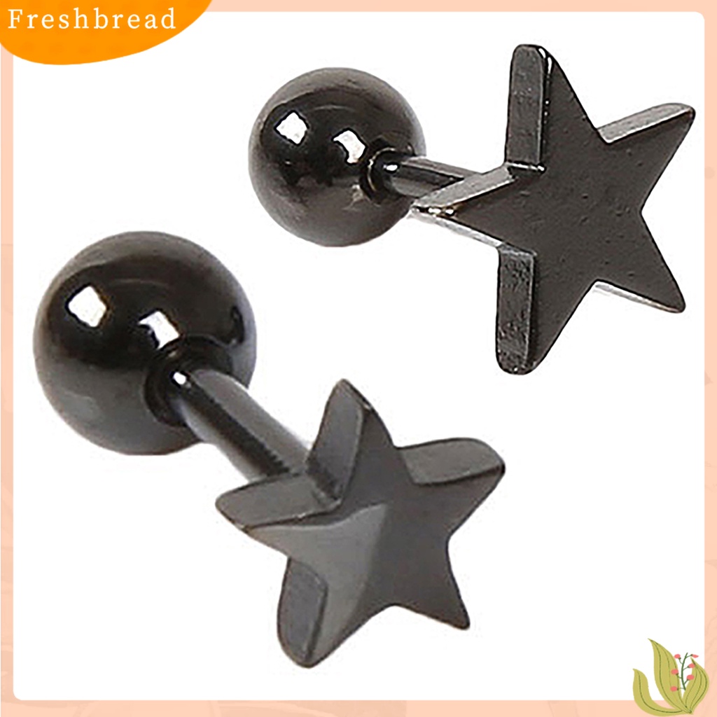 &lt; Freshbread &gt; 1pasang Charms Perhiasan Anting Stud Telinga Bahan Alloy Motif Pentagram Unisex Untuk Pesta