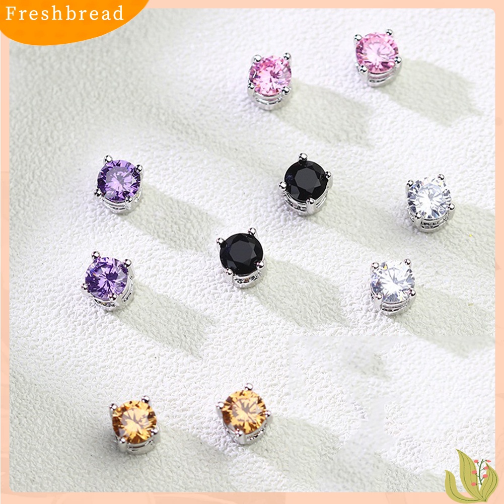 < Freshbread > Pria Wanita Berlian Imitasi Hias ic Ear Stud Earrings Non Piercing Perhiasan Hadiah