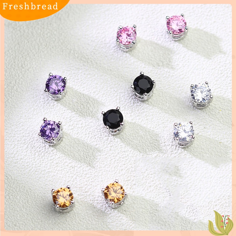 &lt; Freshbread &gt; Pria Wanita Berlian Imitasi Hias ic Ear Stud Earrings Non Piercing Perhiasan Hadiah