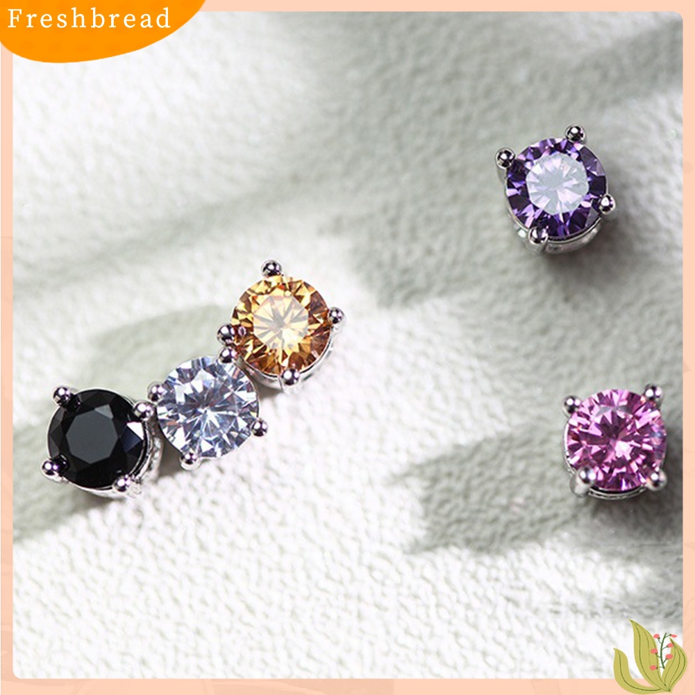 &lt; Freshbread &gt; Pria Wanita Berlian Imitasi Hias ic Ear Stud Earrings Non Piercing Perhiasan Hadiah