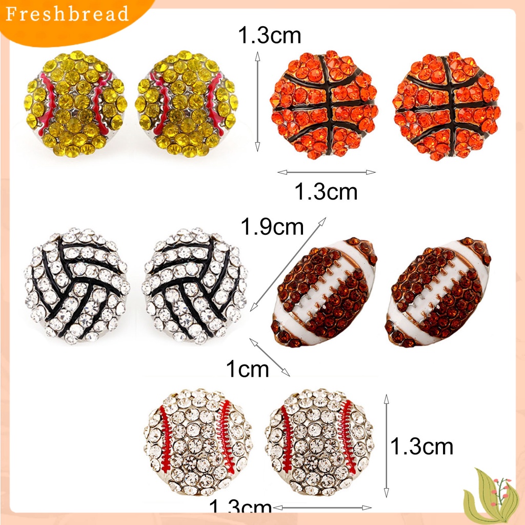 &lt; Freshbread &gt; 1pasang Anting Tusuk Bola Berlian Imitasi Perhiasan Lucu Fashion Penampilan Ear Studs Untuk Pakaian Sehari-Hari