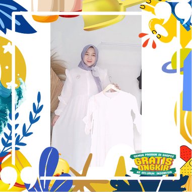 Gamis muslim  anak DeevaNi spesial hitam dan putih/ kopel ibu copel couple