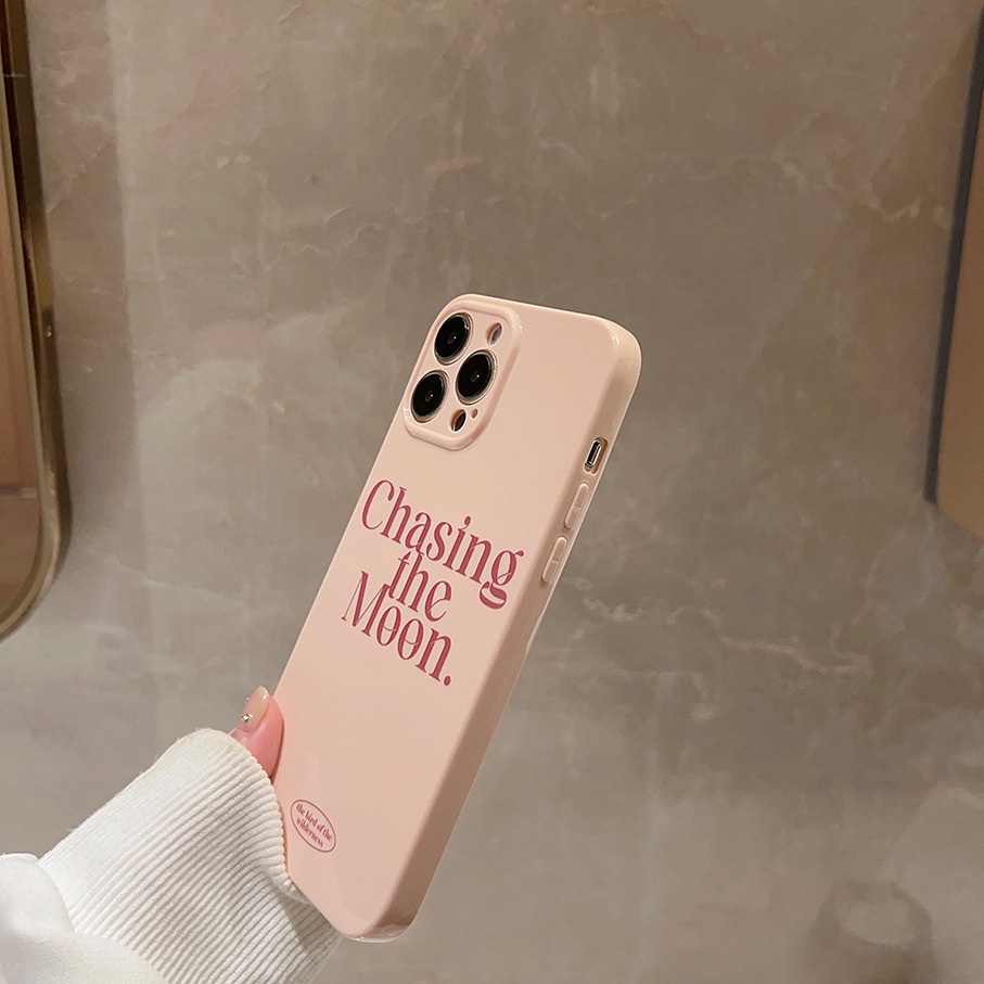 IPHONE Gadis Manis Pink Desain Sederhana Telepon Perlindungan Penuh Soft Case Penutup Belakang Untuk Iphone11 12 13 14 PLUS PRO MAX SE 2020