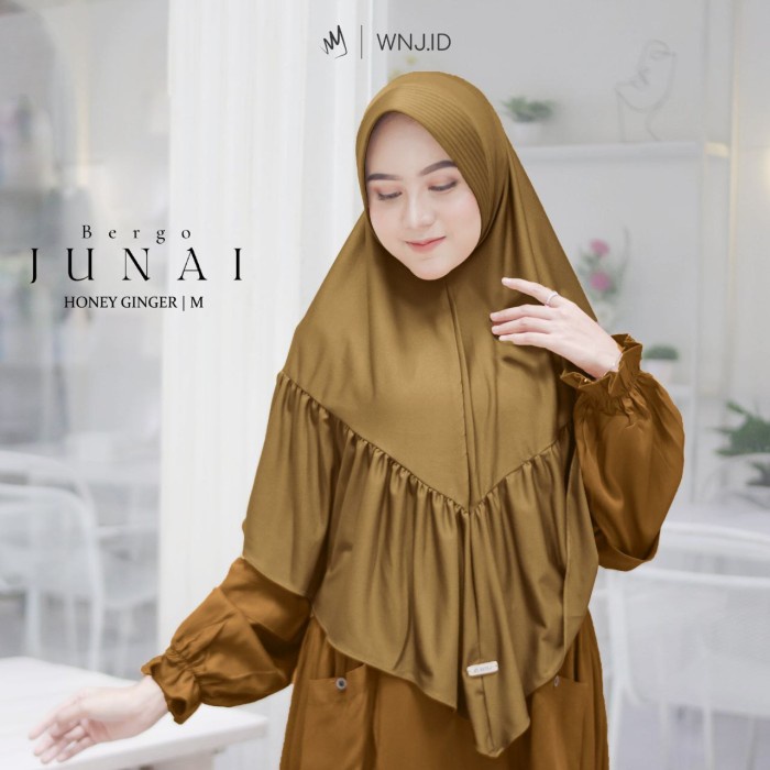 TERLARIS JUNAI Bergo Wanoja Hijab Jibab Syari - h ginger, M