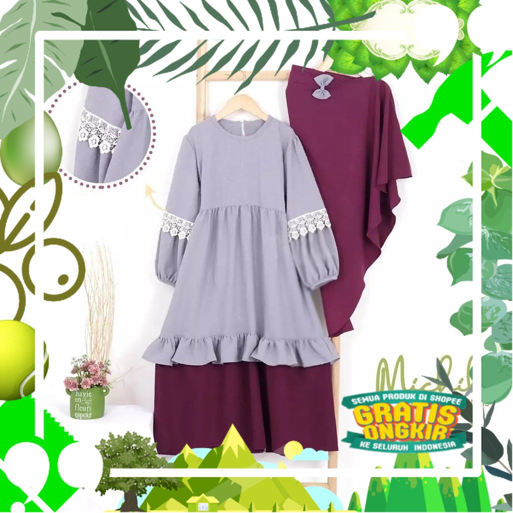 Gamis Anak Karissa Kids Syari gamis anak set khimar besar dan set cadar premium Gamis Remaja Wanita 