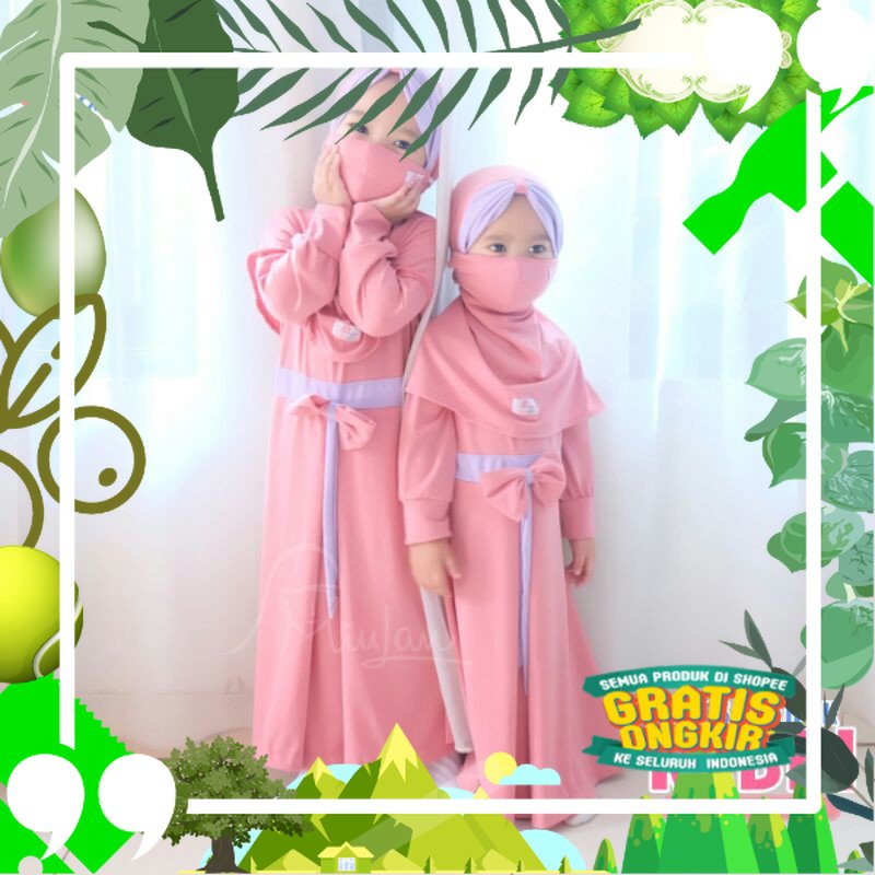 Reprice Dress Muslim Anak REBBI | MiuLan Kids | Baju Pakaian Gamis Muslim Wanita Perempuan/ edisi le