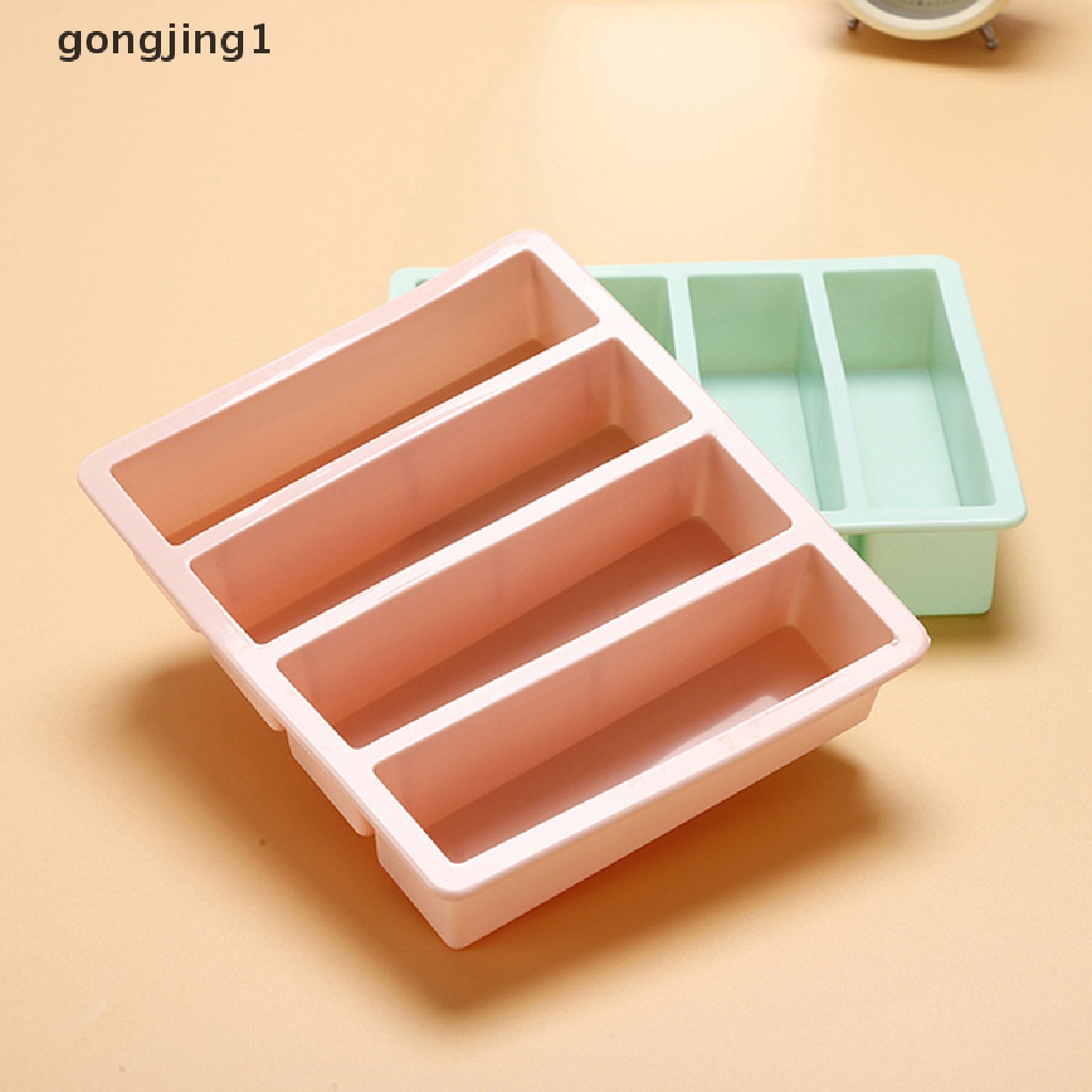 Ggg 1Pc 4kisi Strip Panjang Silikon Es Batu Square Tray Mold DIY Cube Ice Mold ID