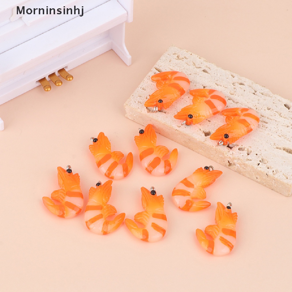 Mornin 10Pcs Ch Simulasi Udang 21x32mm Resin Liontin Untuk Anting Gelang Kalung Gantungan Kunci DIY Membuat Perhiasan Aksesoris id