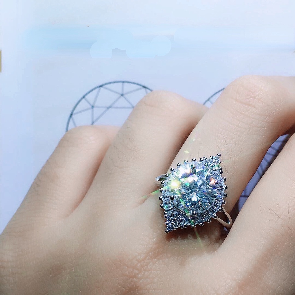 Goldkingdom Aksesoris Perhiasan Fashion Ready Stock 3karat Moissan Besar, Berlian Set Cincin Liontin Set Wanita