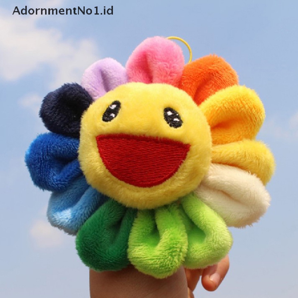 [AdornmentNo1] Smile Sunflower Pendant Soft Flower 6cm New Kawaii Rain Bros Boneka Boneka Warna-Warni Tas Mainan Mewah Decor Ada Box Hadiah [ID]