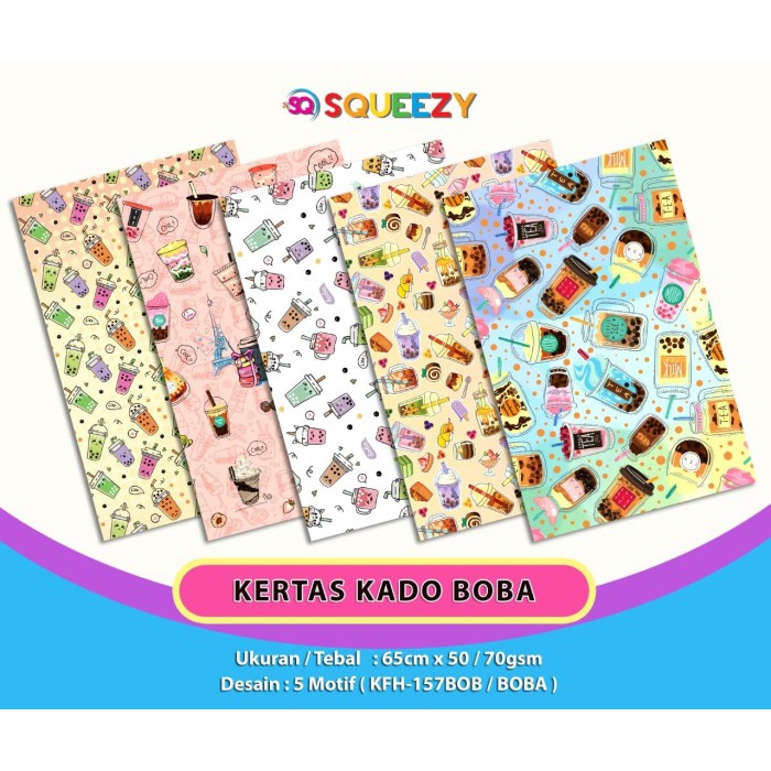 

HARGA GROSIR - Macam Macam Kertas Kado Squeezy Part2 isi 50 lembar/pak - Boba157