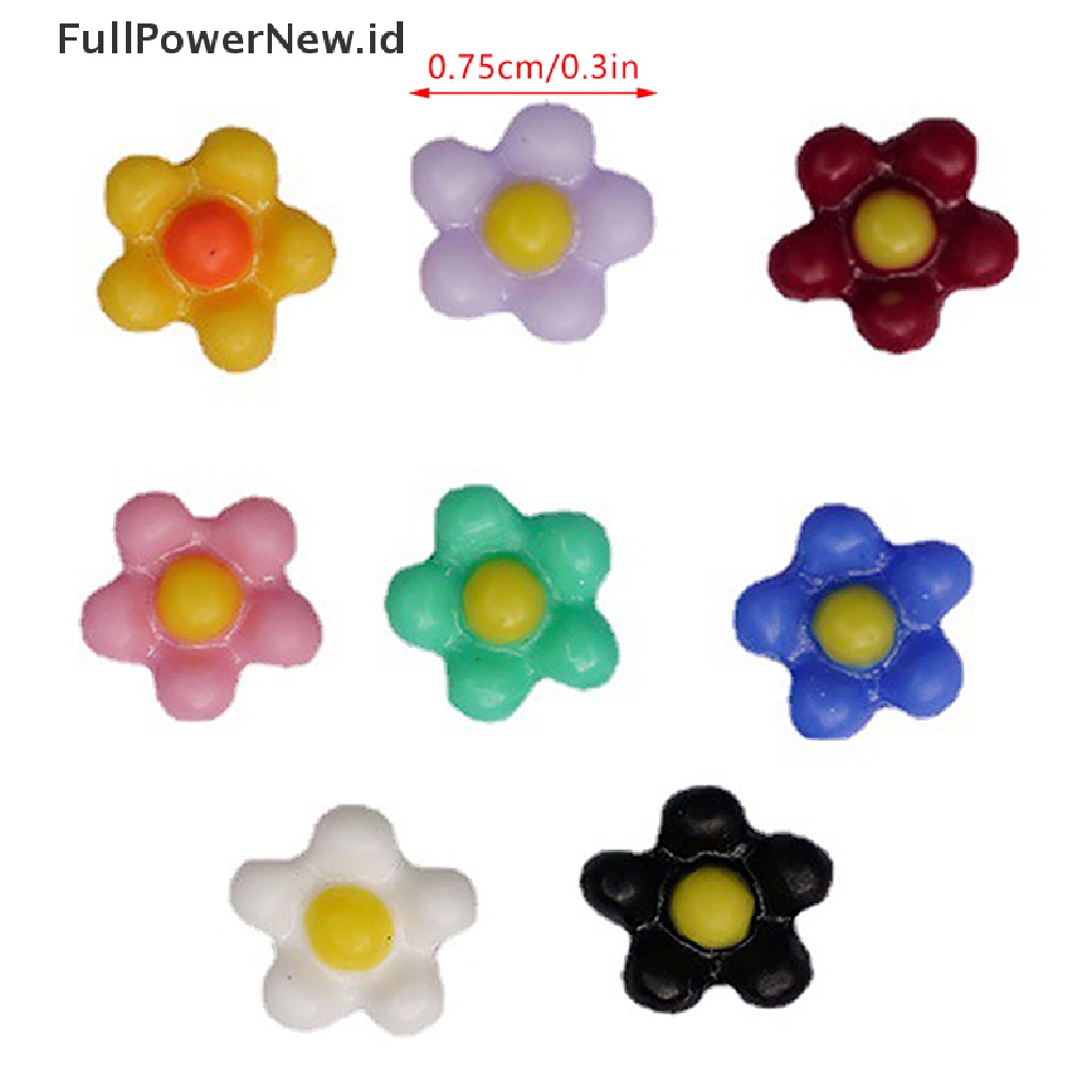 Power 50pcs 7.5mm 3D Bunga Warna-Warni Bunga Matahari Nail Art Stiker Pesona Dekorasi ID