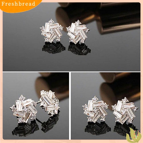 {In Stock} Kincir Angin Beruntung Wanita Berlian Imitasi Warna Perak Ear Stud Earrings Perhiasan Pesta