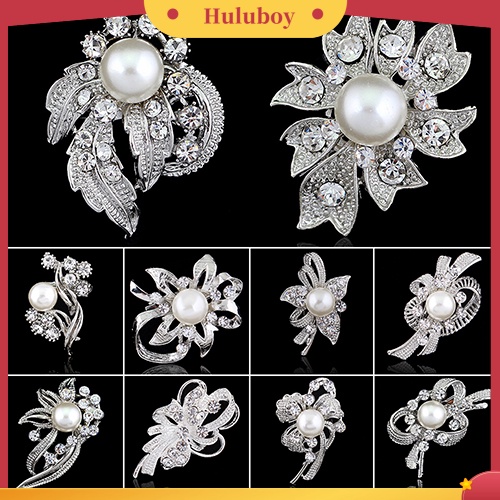 {Ready Stock} Baru Buket Pengantin Berlian Imitasi Kristal Bros Pin Perak Mutiara Bros Bunga