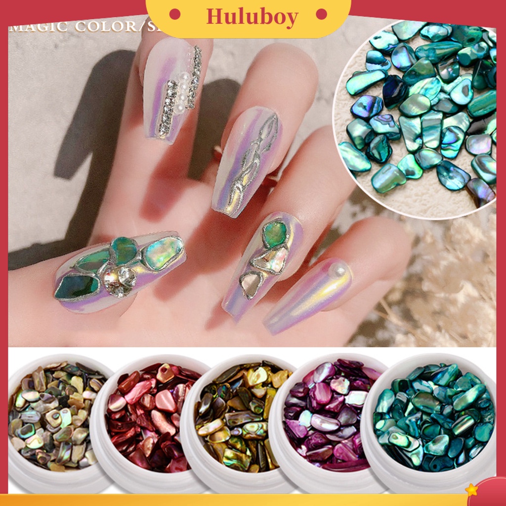 {In Stock} Shell Dekorasi Kuku Warna-Warni Alami Abalone Shell Tipis Irisan 3D Nail Art Pesona Manicure Craft Ornamen Perlengkapan Kuku