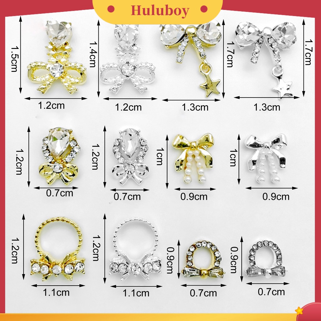 {In Stock} 10Pcs Manicure Dekorasi Permukaan Mengkilap Bentuk Kreatif Warna Cerah Tahan Karat Serbaguna Hias Alloy Bow-Knot DIY Perhiasan Kuku Desain Manicure Untuk Salon Kuku