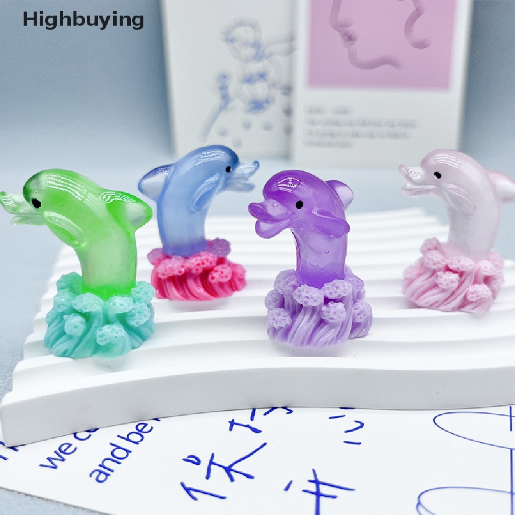 Hbid 5 Pcs Fluorescence Kartun Dolphin Dekorasi Kamar Ornamen DIY Miniatur Dolphin Dekorasi Lanskap Aksesoris Glory