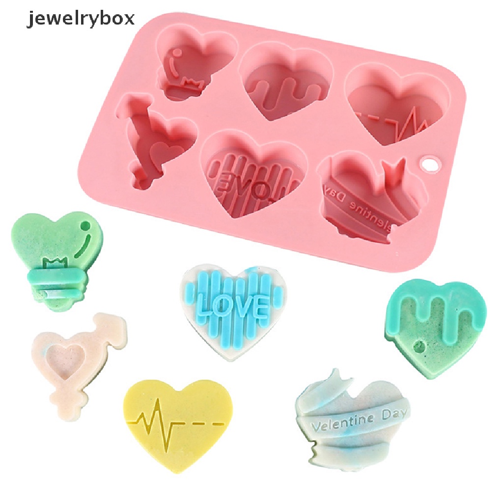 [jewelrybox] 6cells Lovely Heart Heat Safe Silicone Cetakan Coklat DIY Alat Kue Butik