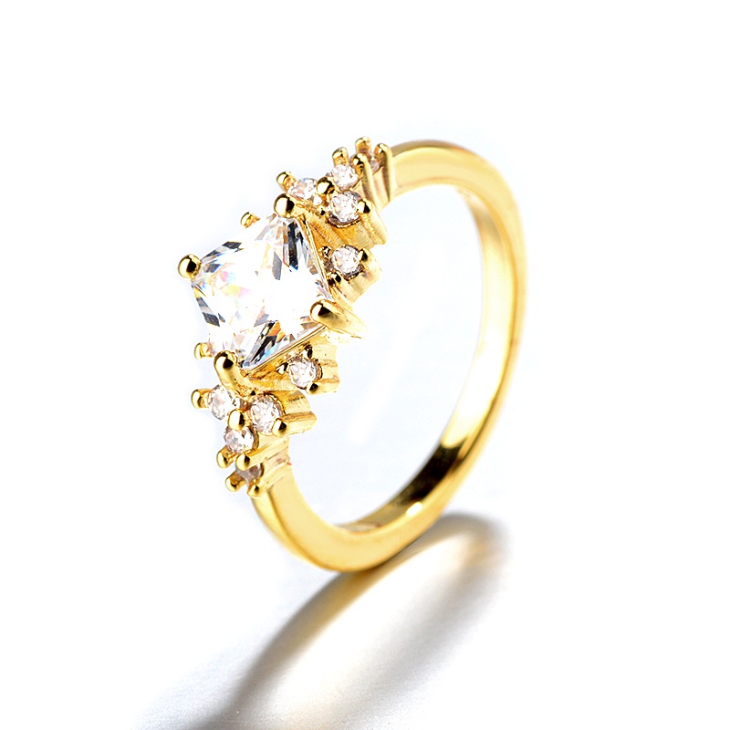 Goldkingdom Aksesoris Perhiasan Fashion Ready Stock Cincin Ekor Pertunangan Bertatahkan Berlian Ring Mengacu