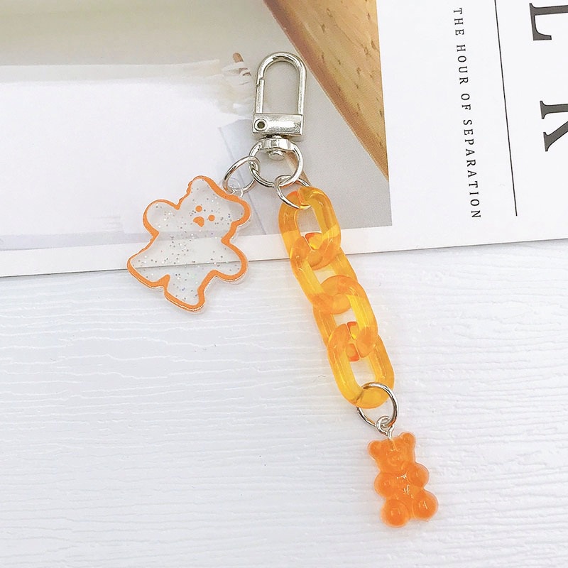 Beruang Kartun Glitter Transparan Dengan Rantai Kaitan Akrilik Charms Liontin Untuk Ponsel Universal Bluetooth Earphone Covers DIY Making