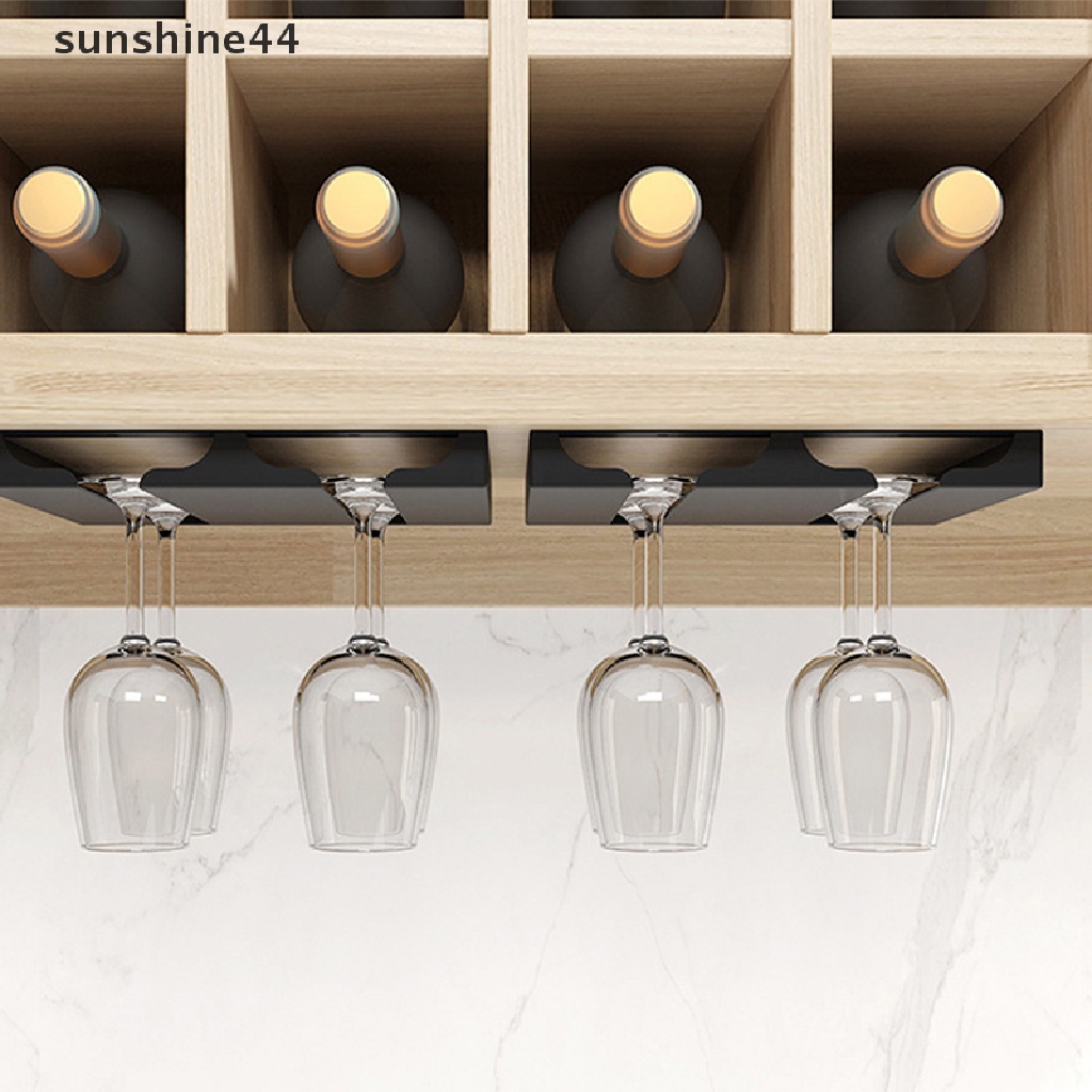 Sunshine Kitchen Wall Mount Wine Glasses Holder Stemware Rak Gelas Cangkir Gantung ID