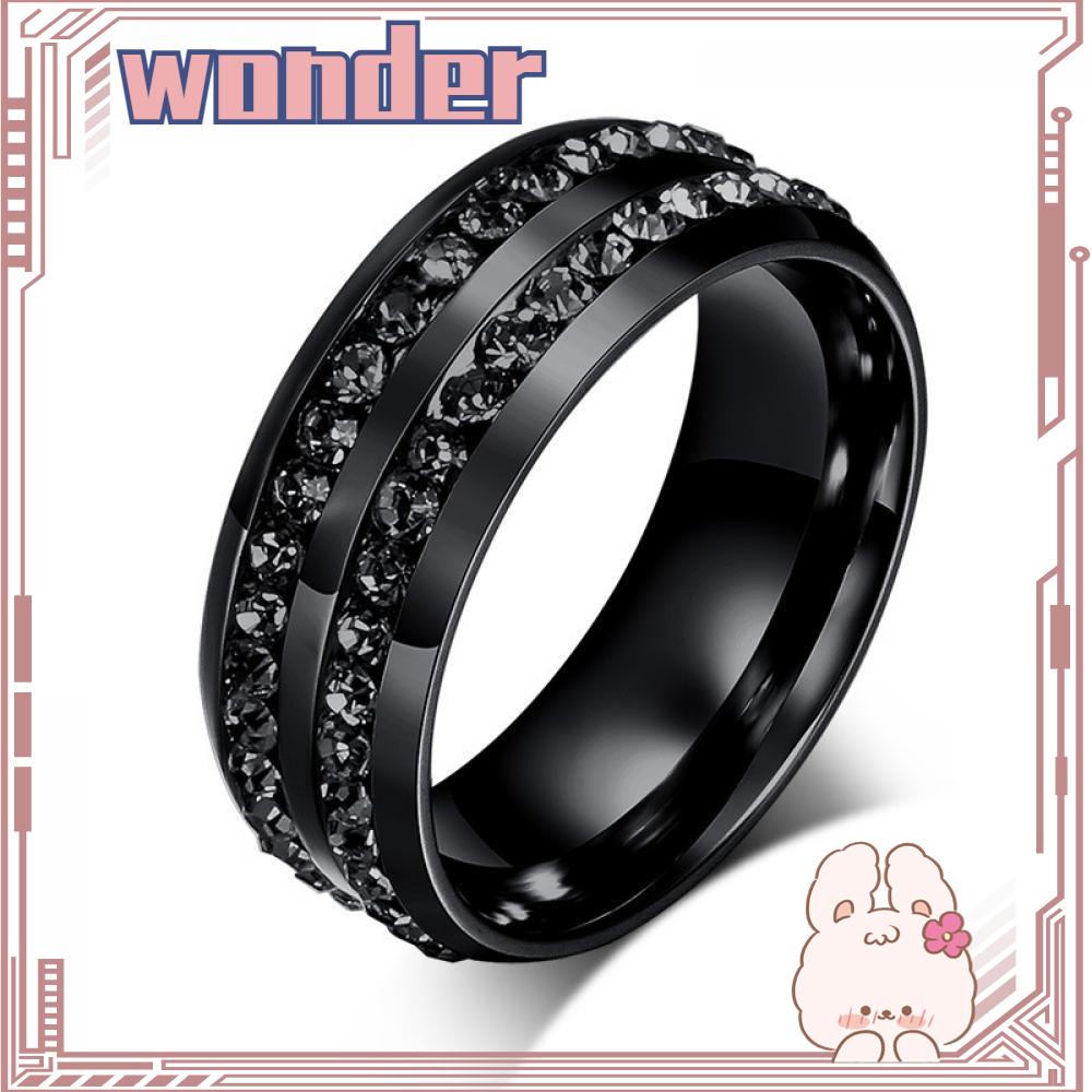 Wonder Band Cincin Hot Tunangan Nikah Kawin Titanium Hitam Cz