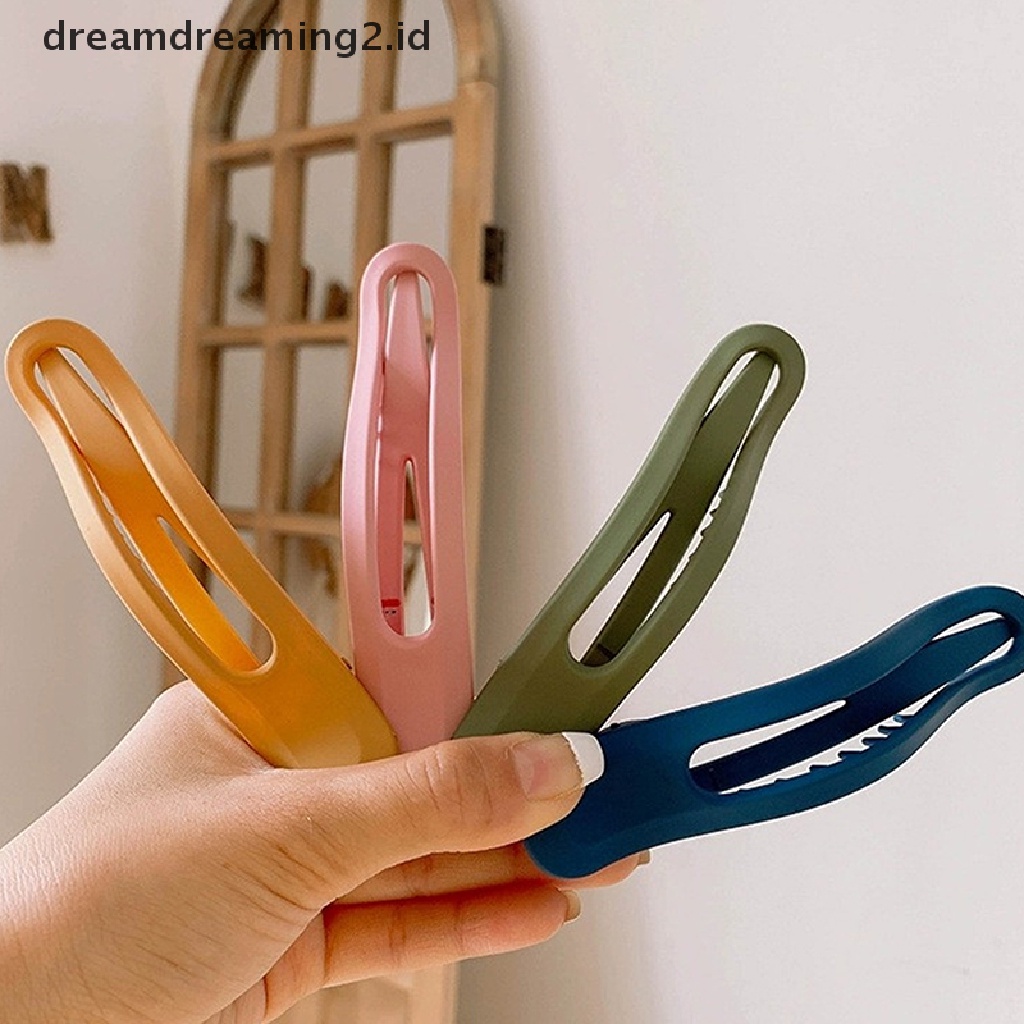 (hot) Penjepit Rambut Besar Wanita Warna Permen Hair Clip Seamless Plastik Duckbill Claw//