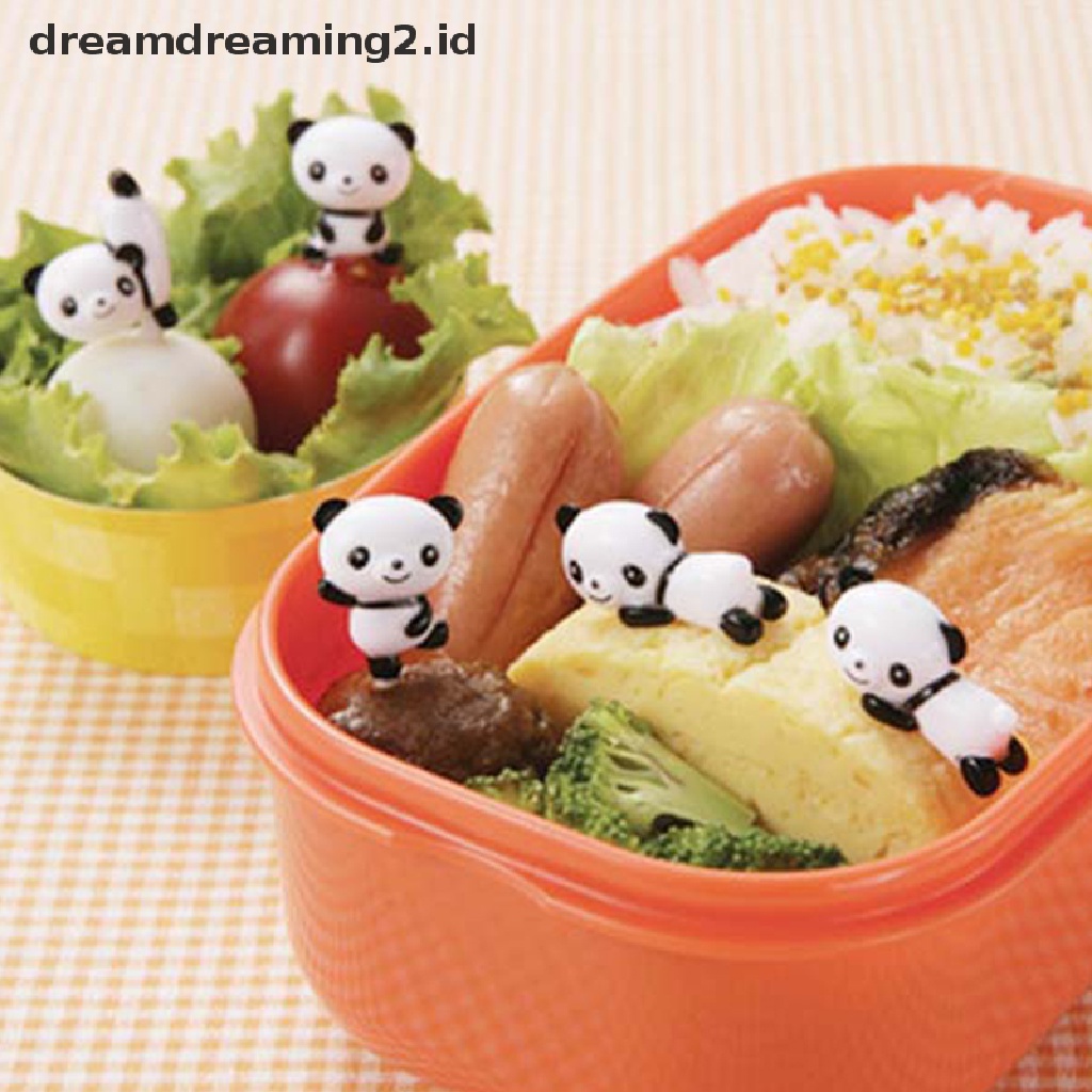 (hot) 8pcs/set Mini Kartun Panda Garpu Buah Anak Snack Dessert Picks Tookpick Makan Siang//