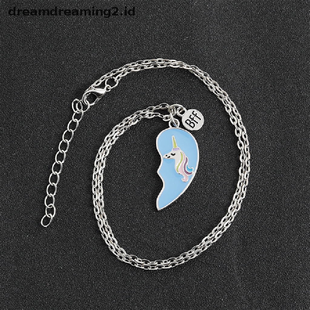 (hot) Kalung Best Friends Pecah 2pcs Kalung Persahabatan Jahitan Cinta Unicorn//