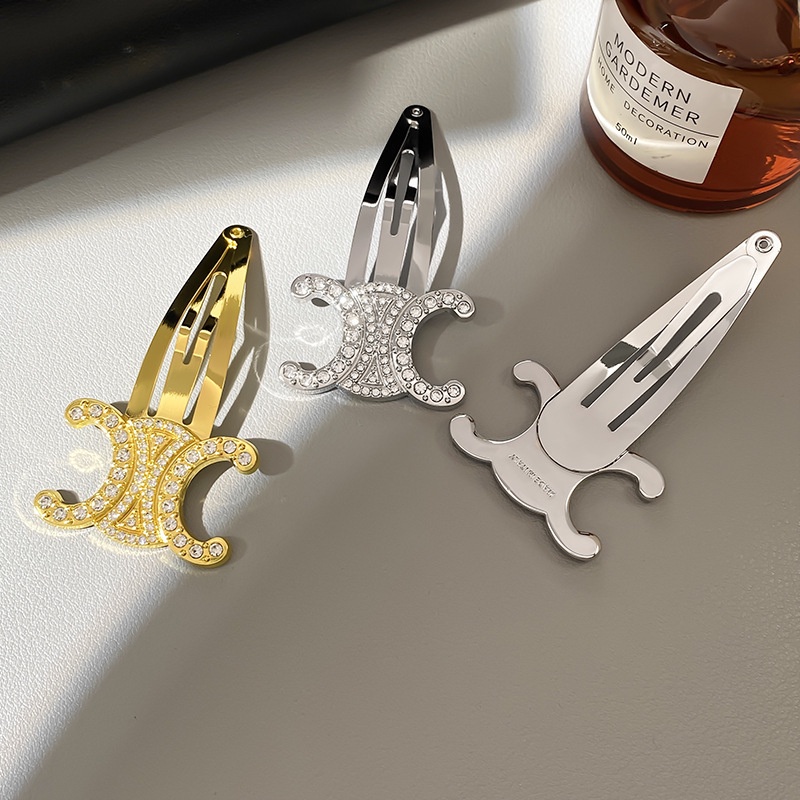 Vintage Mewah Emas Dan Perak Berlian Jepit Rambut Korea Manis Double C-Huruf Jepit Rambut Arc De Triomphe Alloy Hair Clip Untuk Wanita